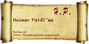 Haiman Palóma névjegykártya